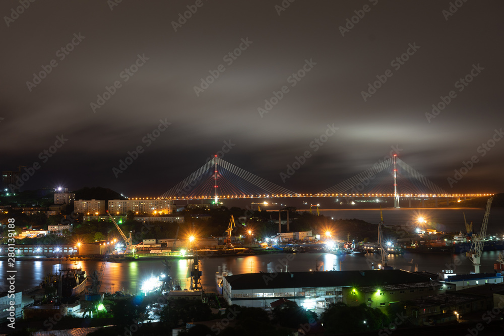 Night landscape of Vladivostok city landscape.