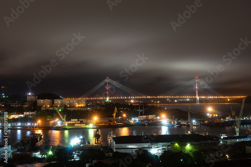 Night landscape of Vladivostok city landscape.