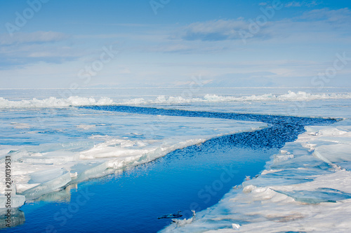 Beautidul winter on Baikal lake in Siberia Russia