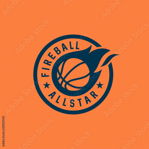 bedge fire basketball vector icon logo design