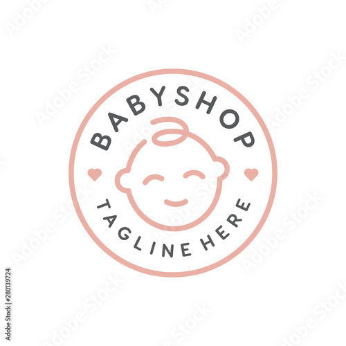 Cute little baby face for Baby Shop logo design