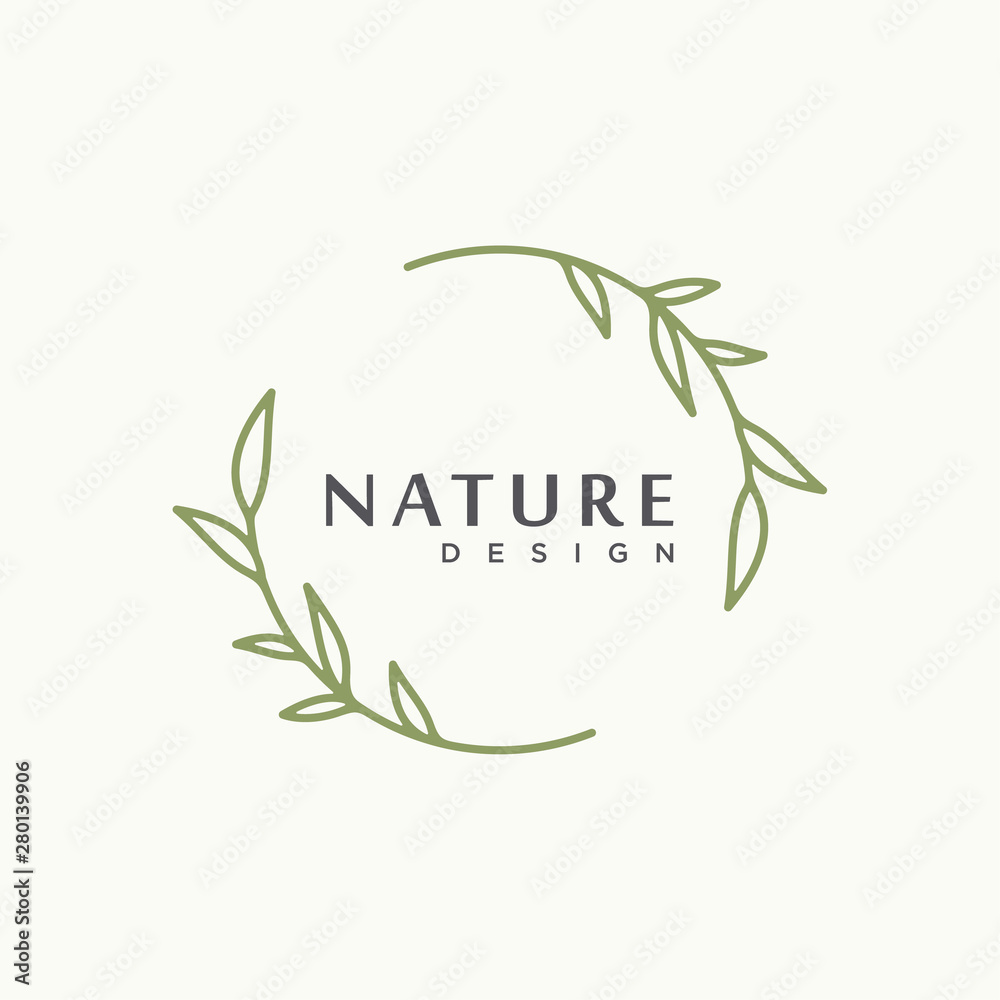 nature tree branch leaf vector icon illustration logo design - obrazy, fototapety, plakaty 