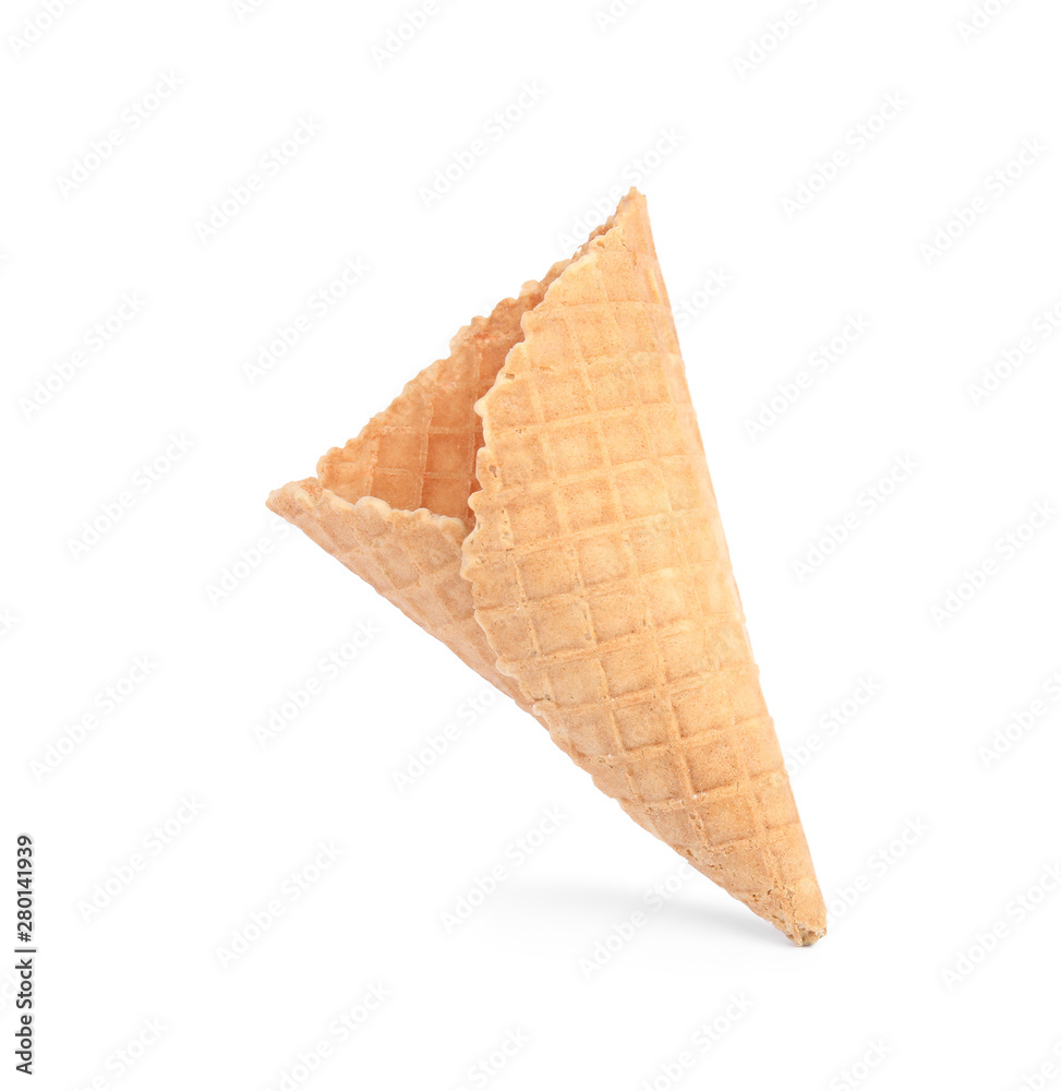 Empty wafer ice cream cone on white background Empty wafer ice cream cone on white background