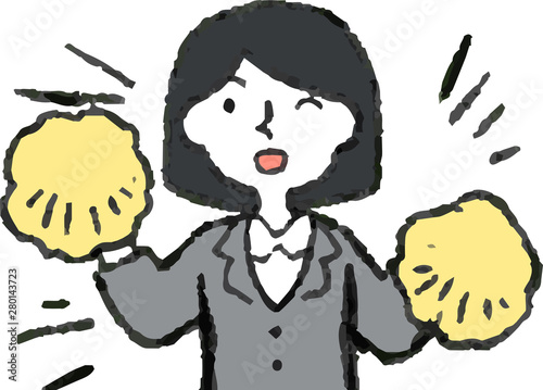 Illustration of a Business woman face and pose set 1