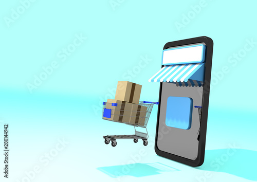 shopping cart with smart phone