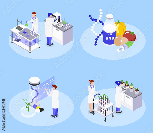 Bio Engineering Isometric Concept
