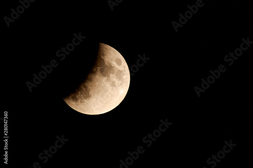 Partial moon eclipse, July 2019