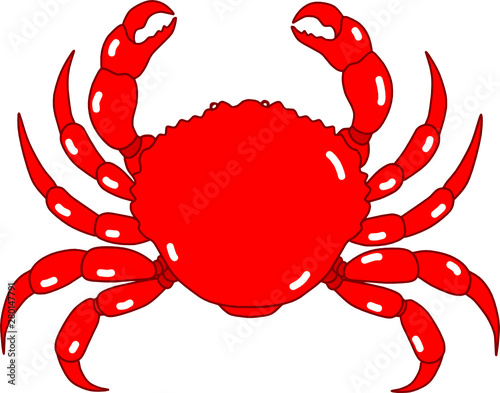 Red Crab Vector Cartoon Animal Illustration