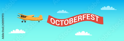 Octoberfest beer festival flat vector banner