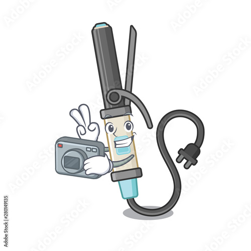 Photographer iron curling in the cartoon shape