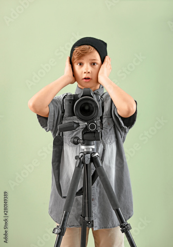 Shocked little photographer...