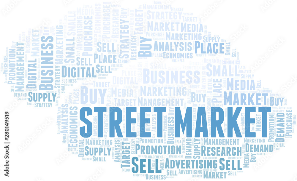 Street Market word cloud. Vector made with text only. Street Market word cloud. Vector made with text only.