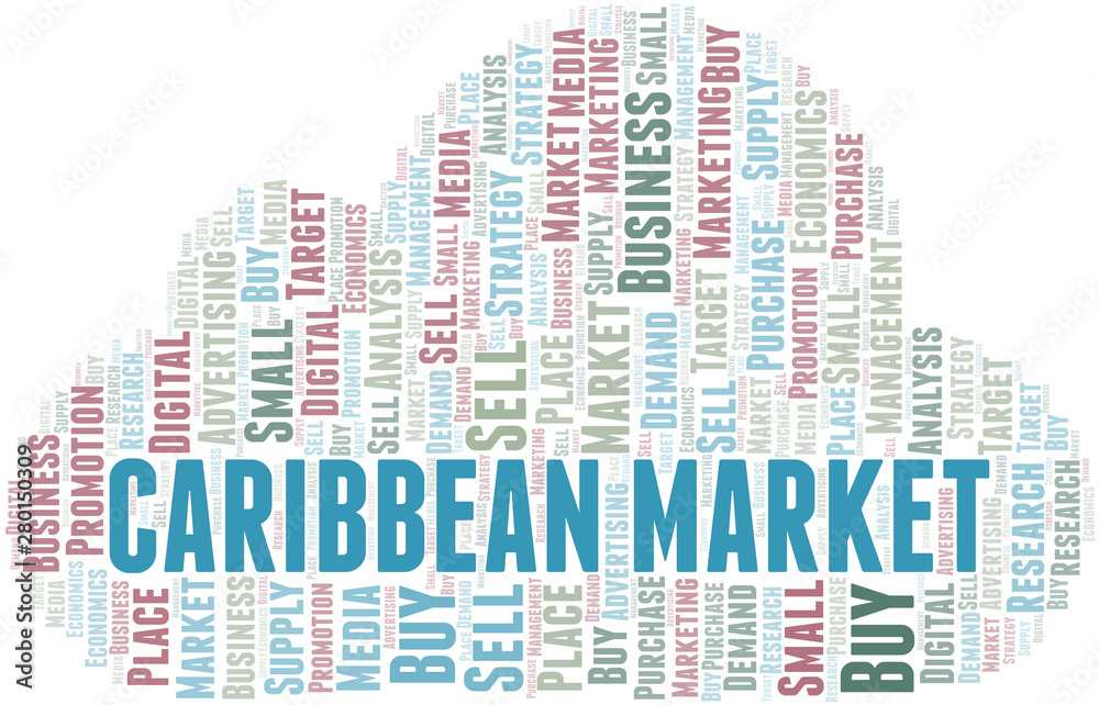 Caribbean Market word cloud. Vector made with text only. Caribbean Market word cloud. Vector made with text only.