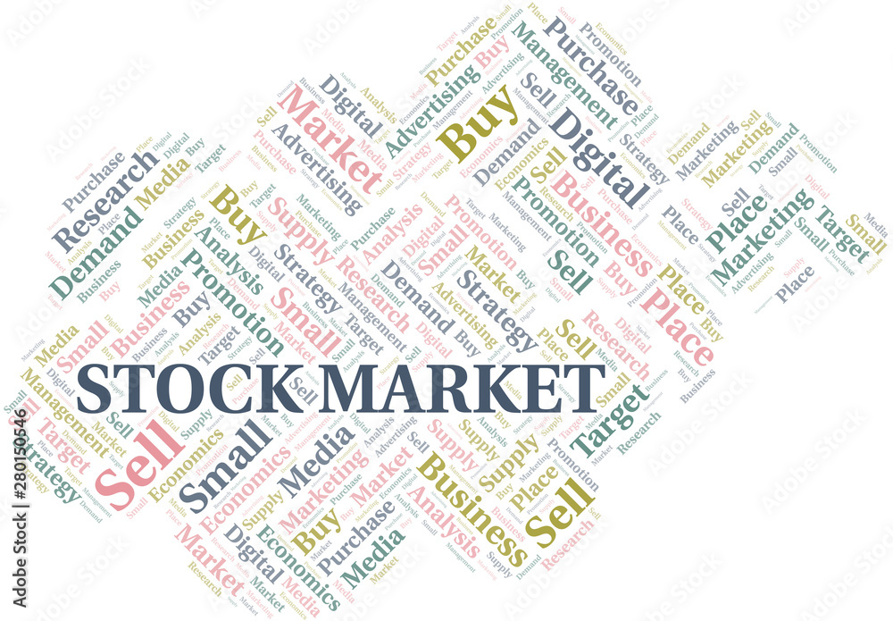 Stock Market word cloud. Vector made with text only.