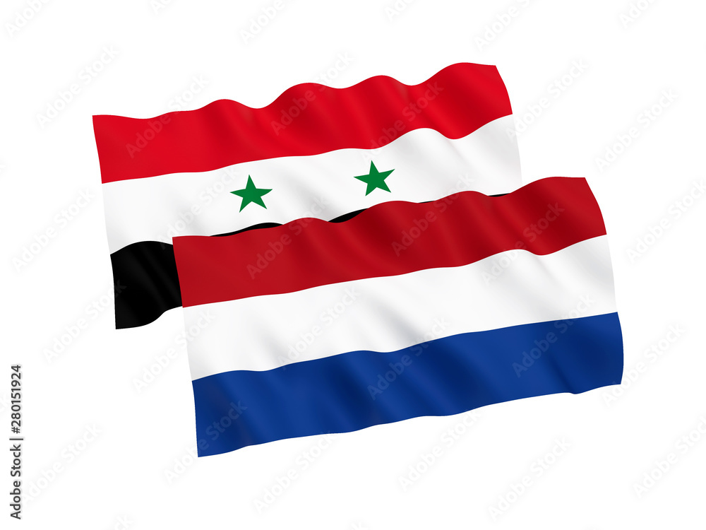 Flags of Netherlands and Syria on a white background Flags of Netherlands and Syria on a white background