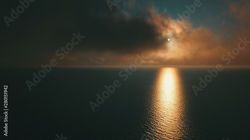 Sunset near coastline Baltic sea Jurkalne Aerial view Latvia