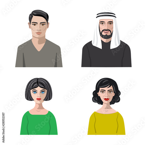 Vector design of avatar and face symbol. Set of avatar and profile vector icon for stock.