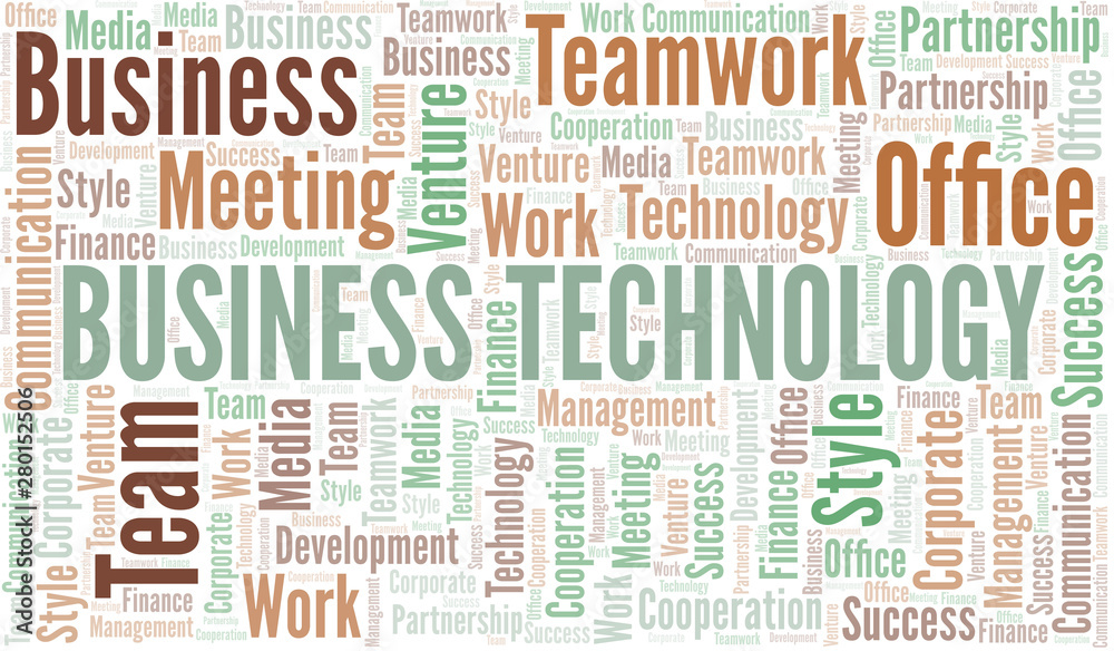 Business Technology word cloud. Collage made with text only. Business Technology word cloud. Collage made with text only.