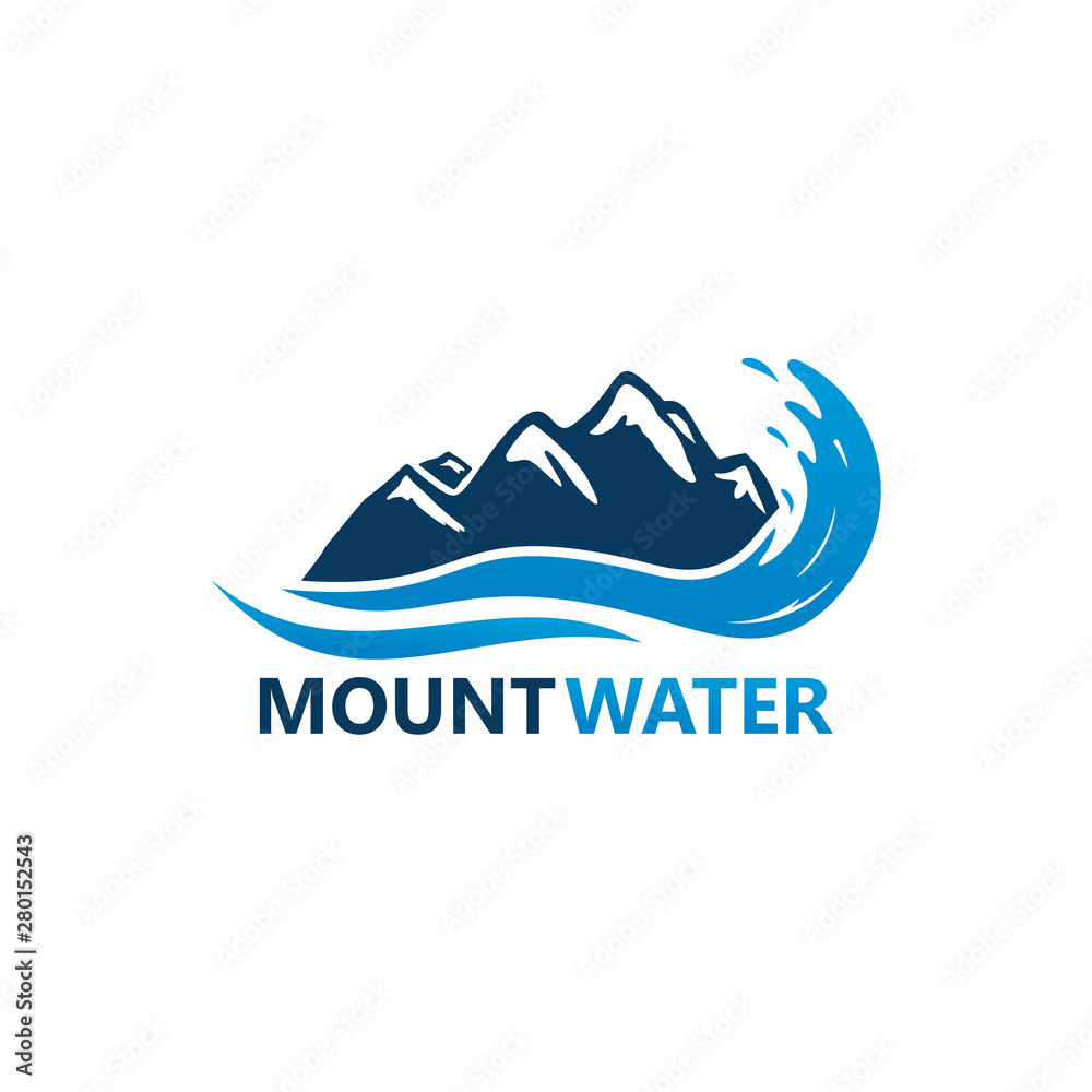 Mountain Water Logo Template Design Vector, Emblem, Design Concept, Creative Symbol, Icon
