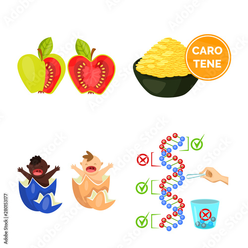 Isolated object of modified and genetically icon. Collection of modified and science vector icon for stock.