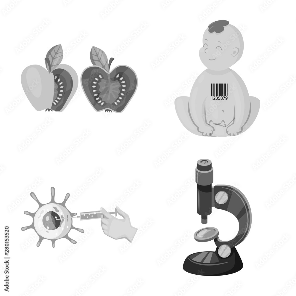 Isolated object of transgenic and organic symbol. Collection of transgenic and synthetic stock symbol for web. Isolated object of transgenic and organic symbol. Collection of transgenic and synthetic stock symbol for web.