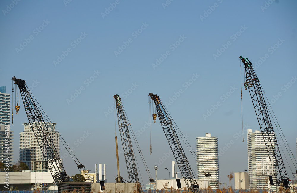 A sight of a sky and a crane on the construction site