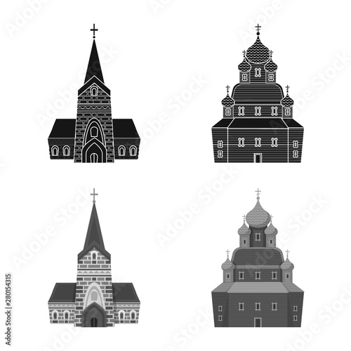 Vector design of cult and temple symbol. Set of cult and parish stock vector illustration.