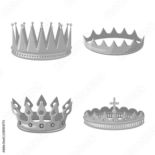 Isolated object of jewel and vip symbol. Set of jewel and nobility stock vector illustration.