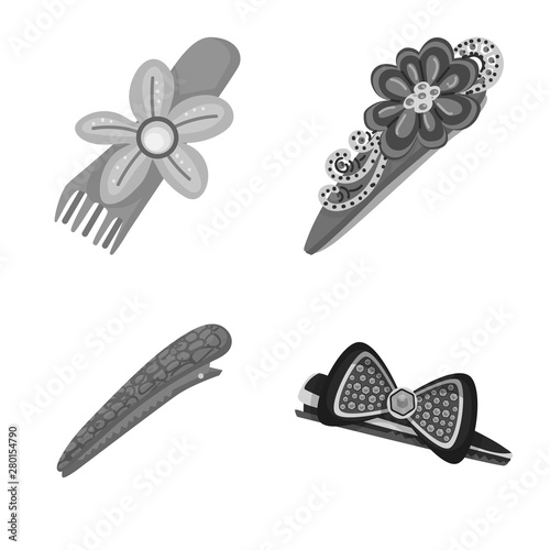 Vector design of hairdressing and hairclip symbol. Collection of hairdressing and fashion stock symbol for web.