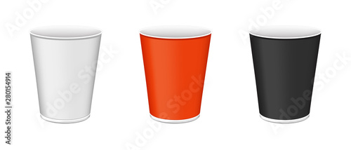 Plastic Cups For Single Use - Vector Illustrations Set - Isolated On White Background © FotoIdee