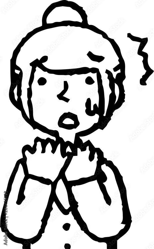 Monochrome Illustration of a job-hunting girl student face and pose Monochrome Illustration of a job-hunting girl student face and pose