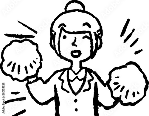 Monochrome Illustration of a job-hunting girl student face and pose