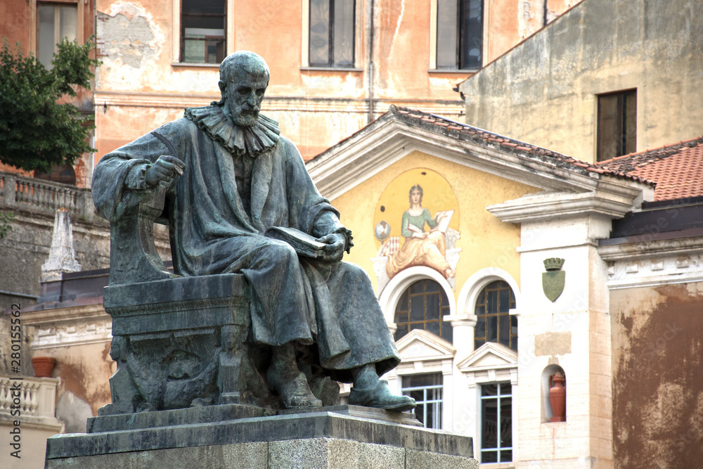 Statue of Bernardino Telesio, the ancient philosopher, located in Piazza XV  marzo, Cosenza - Italy Stock Photo | Adobe Stock