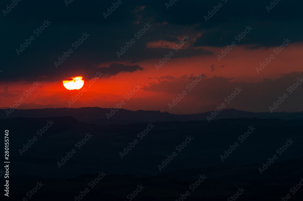 Wonderful Sunset in the Clouds, Mazzarino, Caltanissetta, Sicily, Italy, Europe