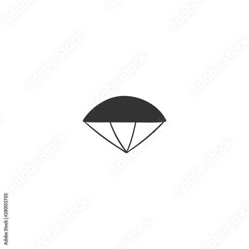 Parachuting, sky sports logo element. Hand drawn vector isolated parachute icon.
