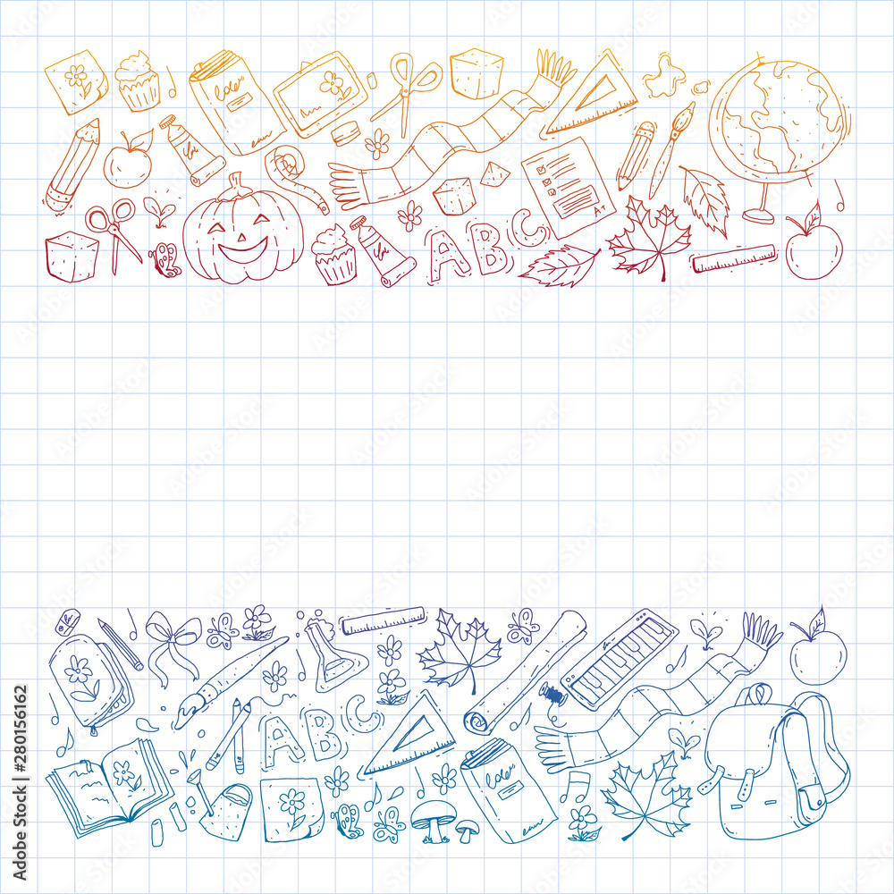 Back to school vector pattern. Education icons for children. Back to school vector pattern. Education icons for children.