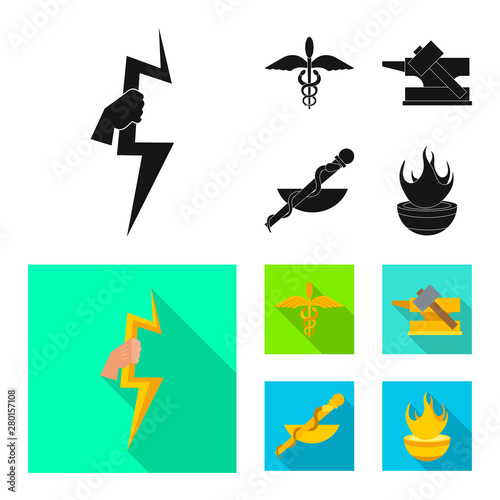 Vector design of deity and antique symbol. Collection of deity and myths vector icon for stock.