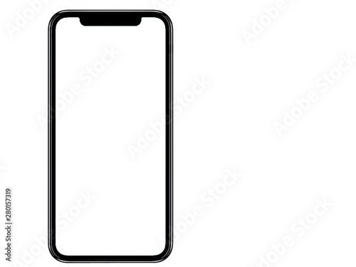 Smartphone similar to iphone xs max with blank white screen for Infographic Global Business Marketing investment Plan, mockup model similar to iPhonex isolated illustration of responsive web design.