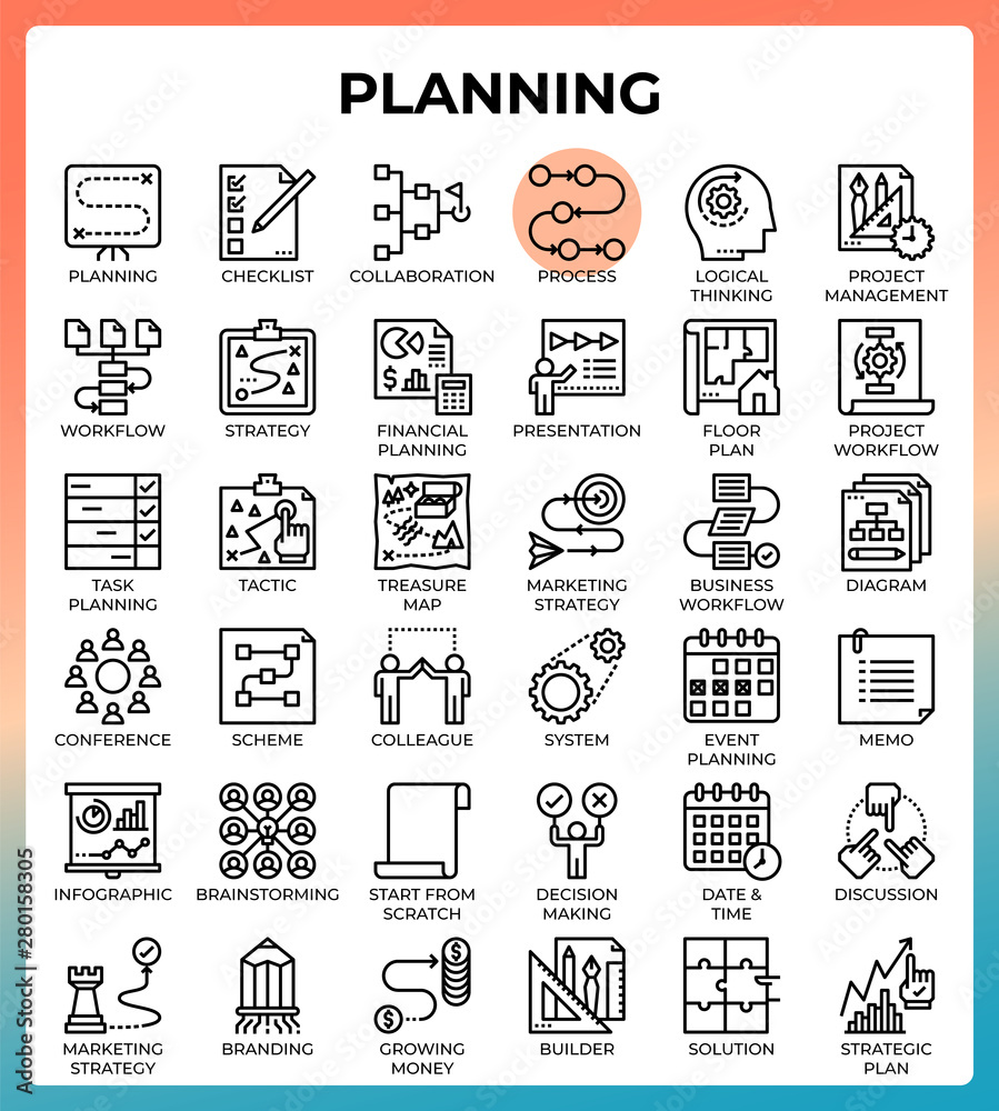 Planning concept icon set Stock Vector | Adobe Stock