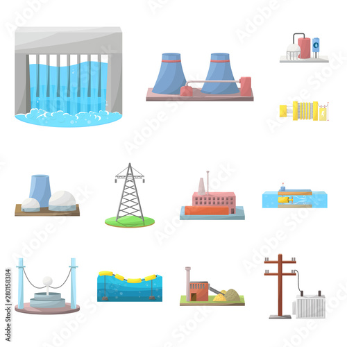Vector illustration of energy and alternative sign. Set of energy and development vector icon for stock.