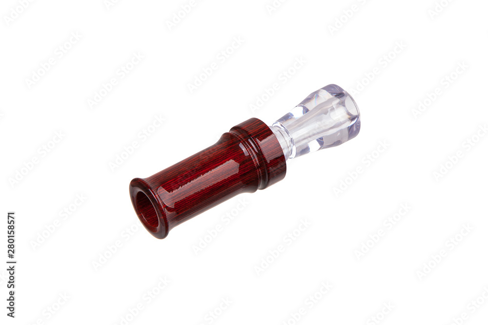 Hunting decoy on a white background. Decoy duck. Hunting duck call isolated on white back. Hunting decoy on a white background. Decoy duck. Hunting duck call isolated on white back.