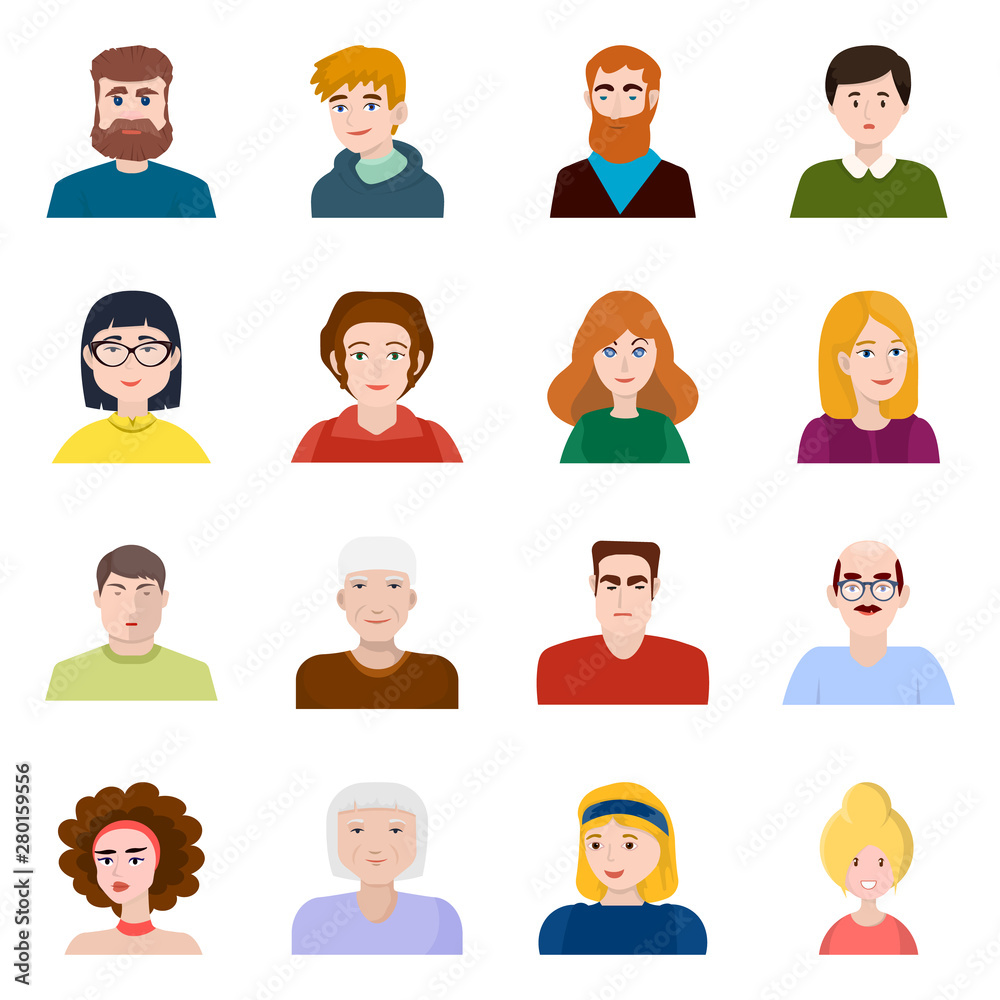 Isolated object of people and avatar icon. Set of people and portrait stock symbol for web. Isolated object of people and avatar icon. Set of people and portrait stock symbol for web.