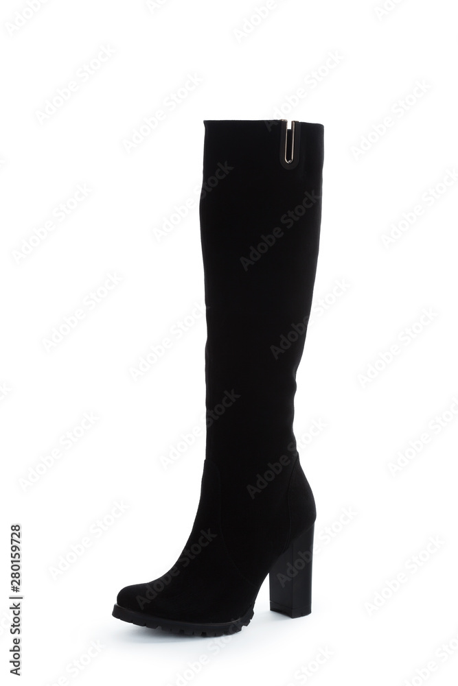 Woman high knee leather boots isolated on white background Woman high knee leather boots isolated on white background