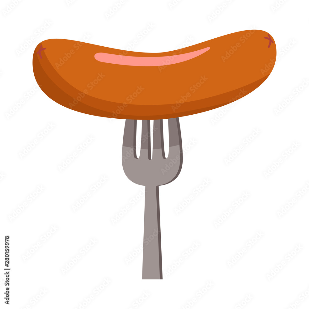 Vector design of fork and sausage logo. Collection of fork and bbq vector icon for stock. Vector design of fork and sausage logo. Collection of fork and bbq vector icon for stock.