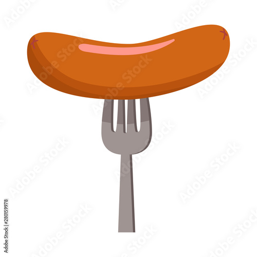 Vector design of fork and sausage logo. Collection of fork and bbq vector icon for stock.