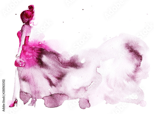 Watercolor woman portrait