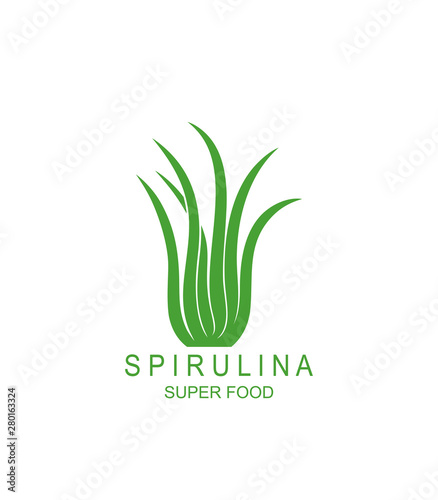 Underwater seaweed spirulina logo. Isolated underwater seaweed spirulina on white background