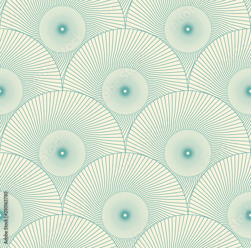 asian round feathers seamless bamboo blue