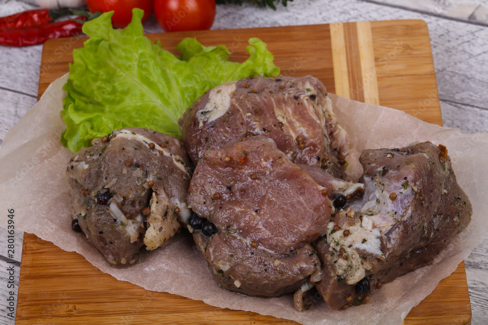 Marinated pork meat ready for coocking Marinated pork meat ready for coocking