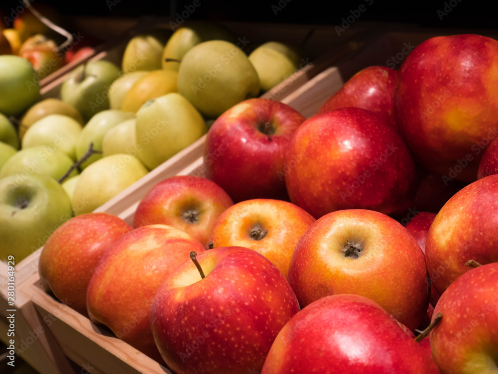 fresh red and green apples on the counter fresh red and green apples on the counter